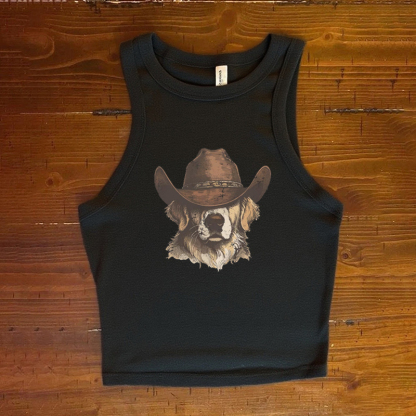 Western Golden Retriever Cowboy Tank Top