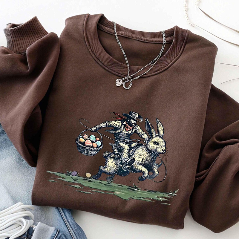 Cowboy Riding Easter Bunny  Sweatshirt