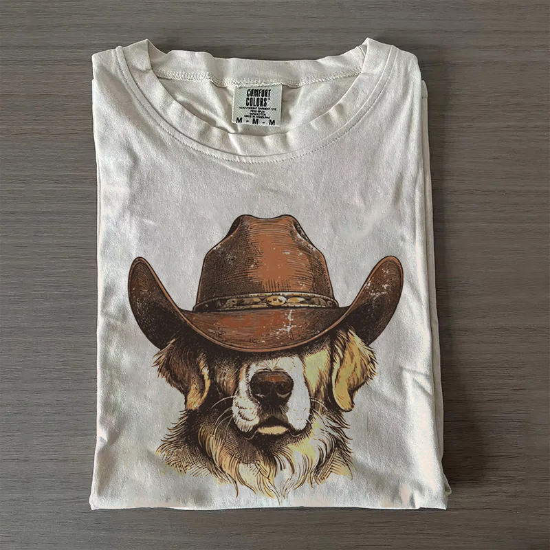 Western Golden Retriever Cowboy T-shirt