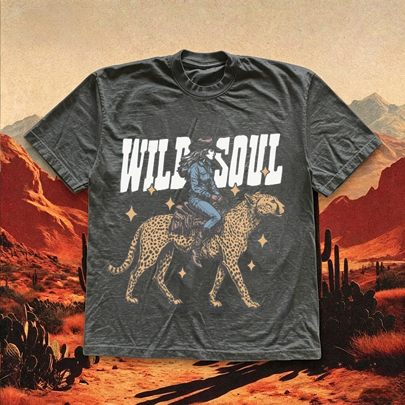 Western Cowgirl Leopard Rider T-shirt