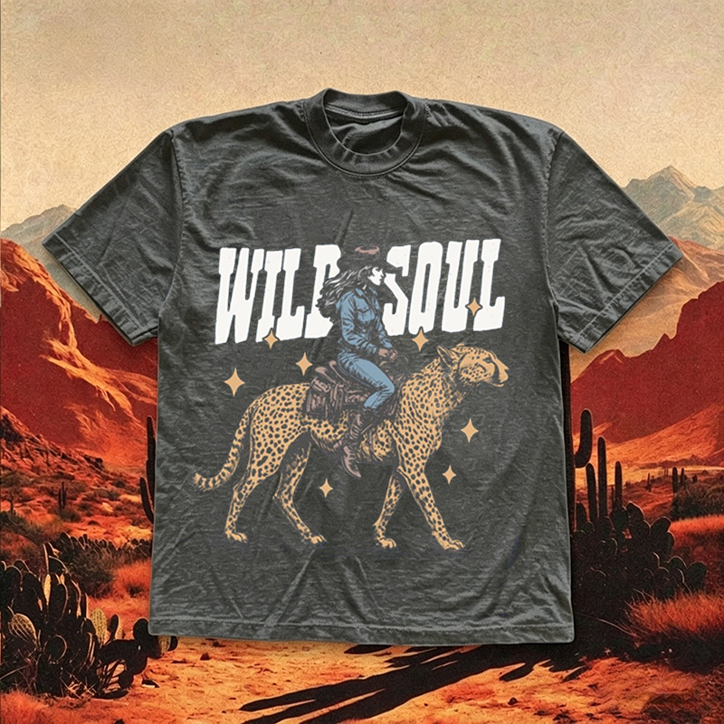 Western Cowgirl Leopard Rider T-shirt
