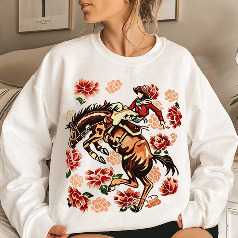 Western Bronc Rider Rose Sweatshirt