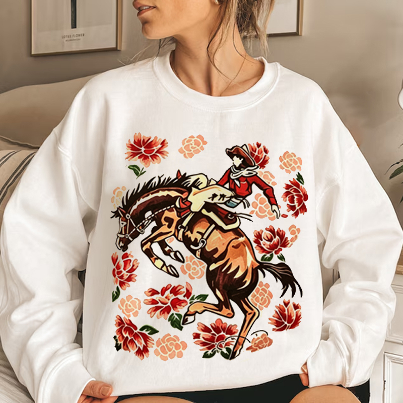 Western Bronc Rider Rose Sweatshirt