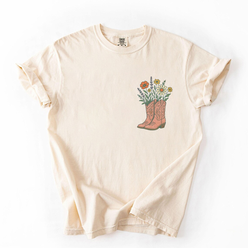 Cowgirl Boots Wildflowers Western T-shirt