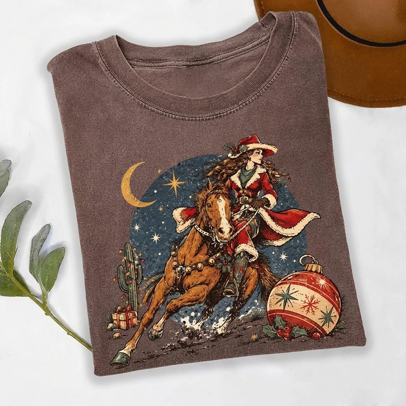 Western Cowgirl Christmas T-shirt