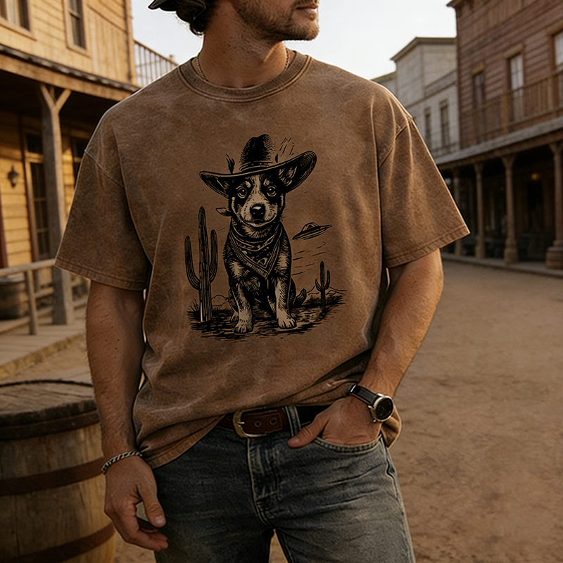 Western Blue Heeler Cowboy UFO T-shirt