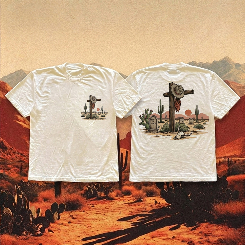 Desert Memorial Cross Cowboy Hat T-shirt