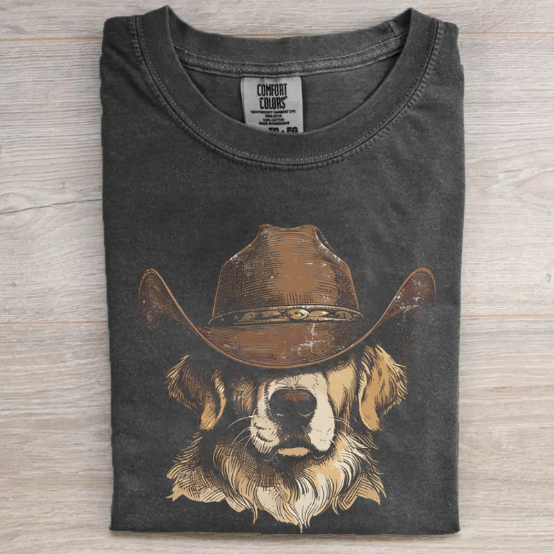Western Golden Retriever Cowboy T-shirt
