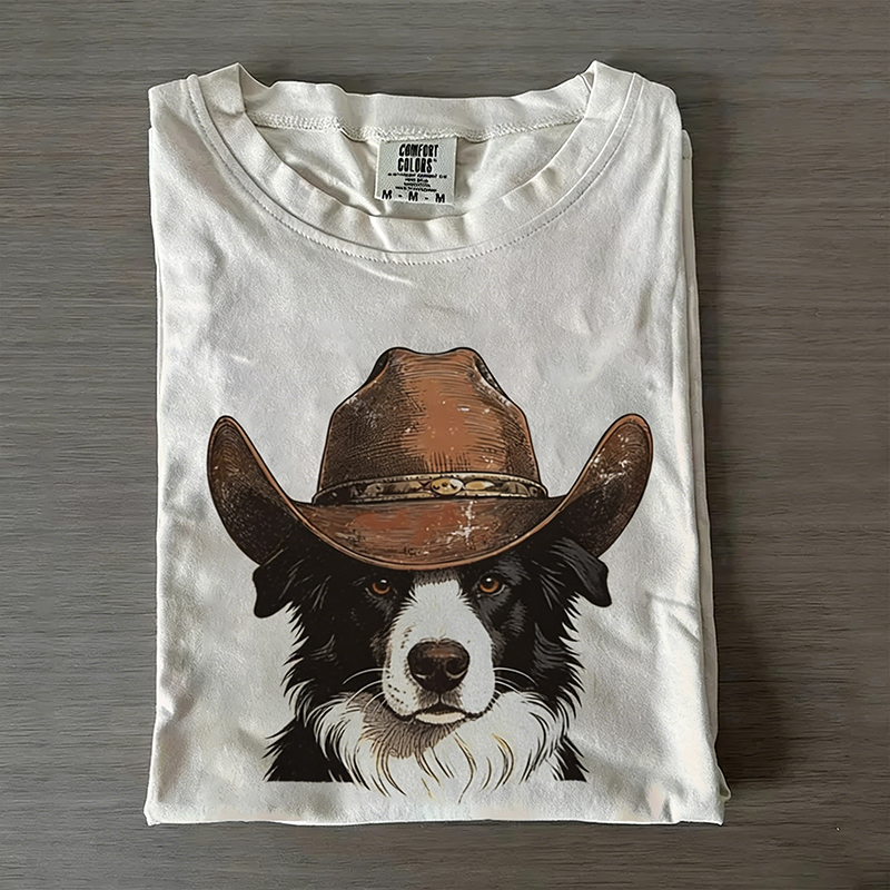 Western Border Collie Retriever Cowboy T-shirt