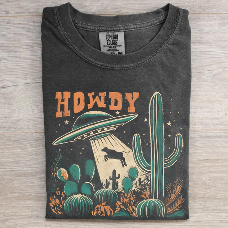 Howdy Western Cow UFO T-shirt