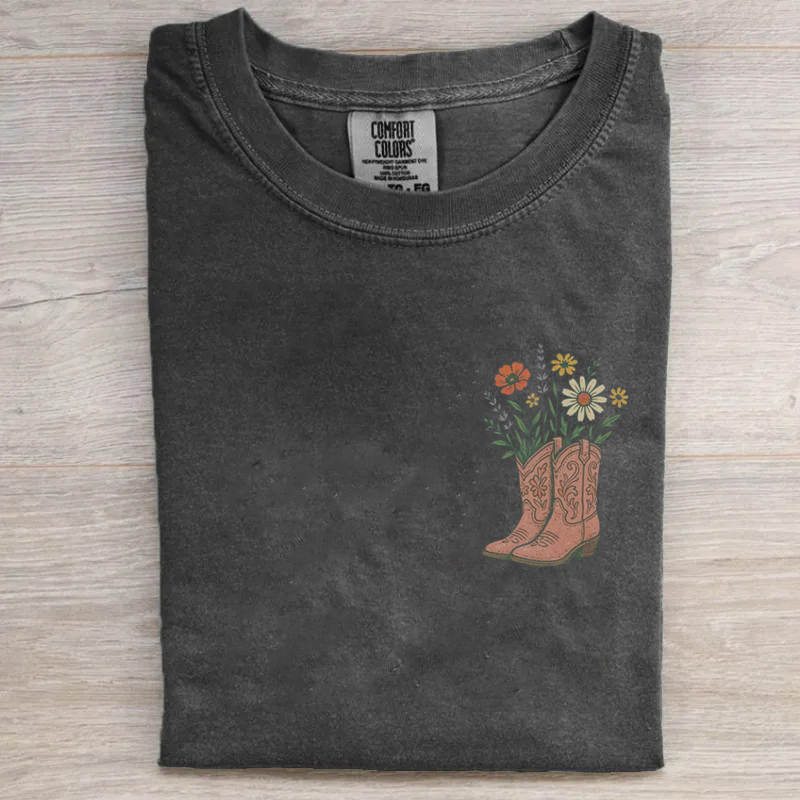 Cowgirl Boots Wildflowers Western T-shirt