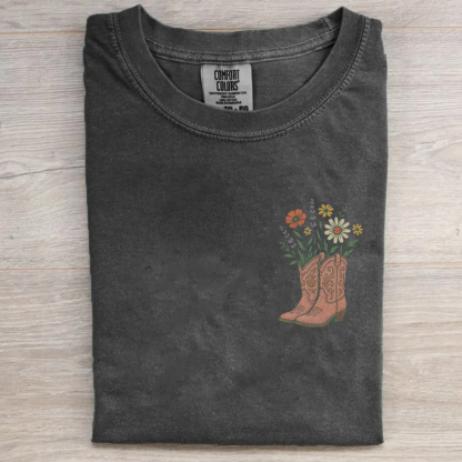 Cowgirl Boots Wildflowers Western T-shirt