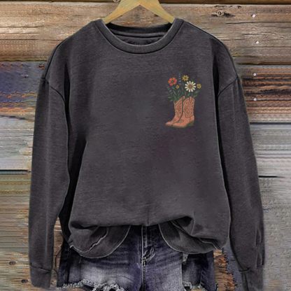 Cowgirl Boots Wildflowers Western Sweatshirt