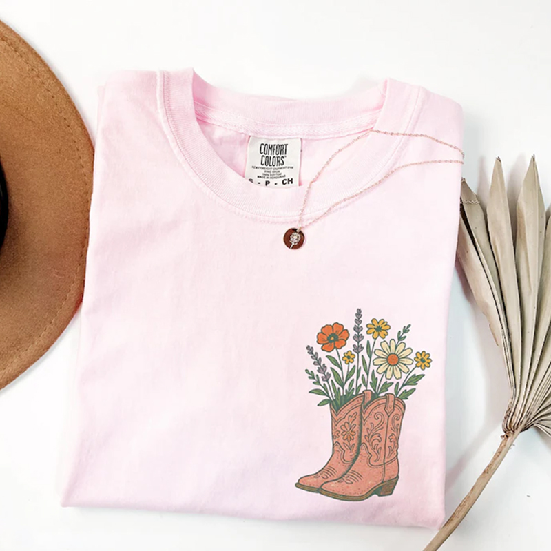 Cowgirl Boots Wildflowers Western T-shirt