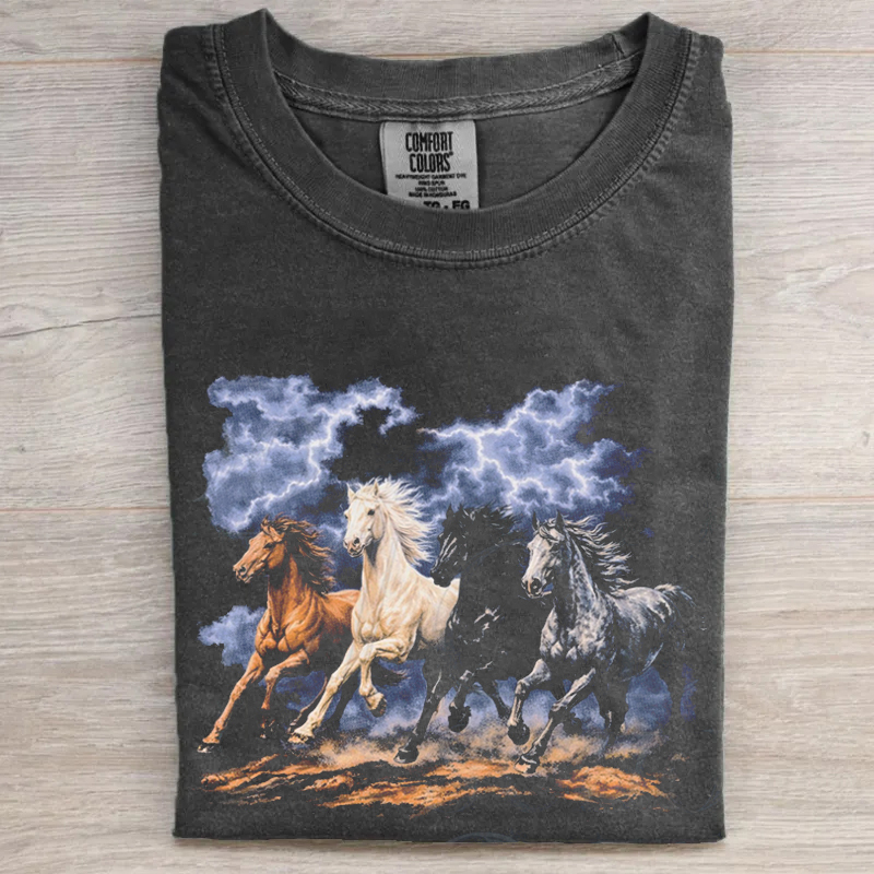 Western Cowboy Running Horses T-shirt