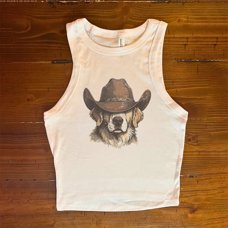 Western Golden Retriever Cowboy Tank Top