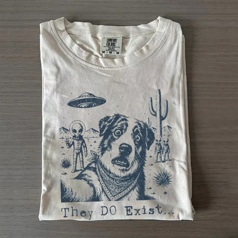 Funny UFO Western Dog T-shirt