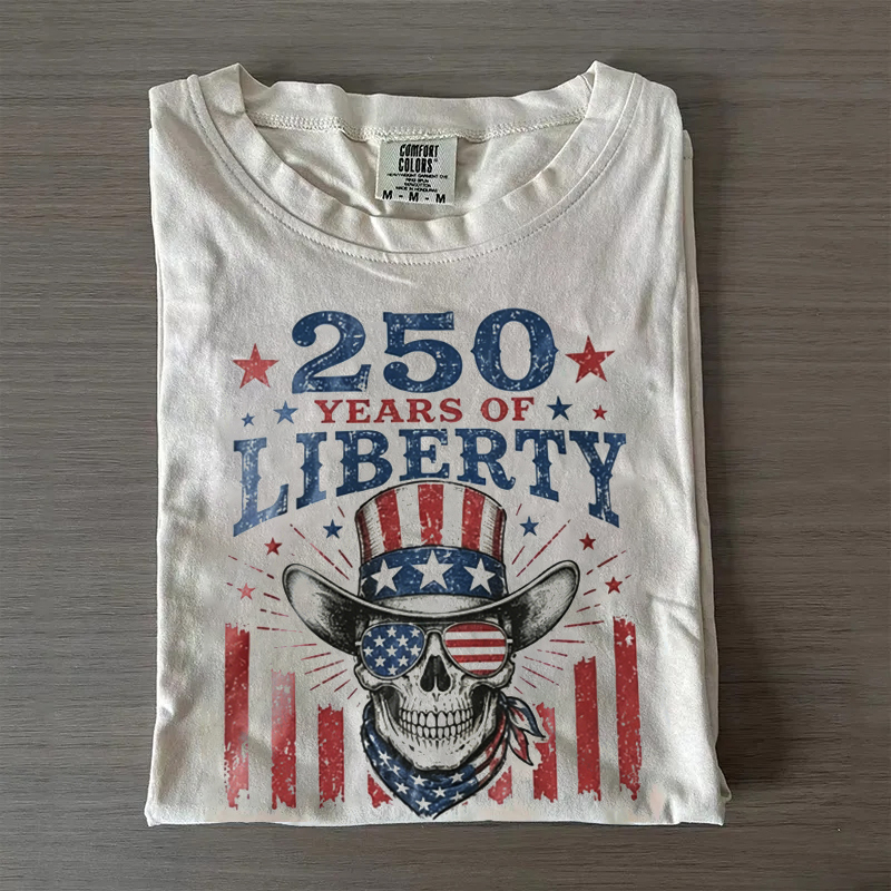 USA 250th Anniversary Skull Cowboy T-shirt