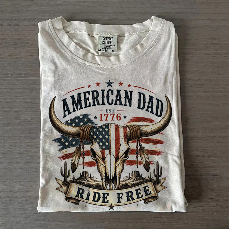 Longhorn Skull Patriotic Western T-shirt
