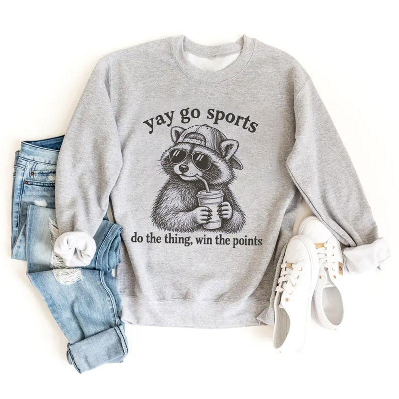 Yay Go Sports Funny Raccoon Sweatshirt