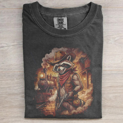 Western Wildlife Vintage Raccoon Gunslinger T-shirt