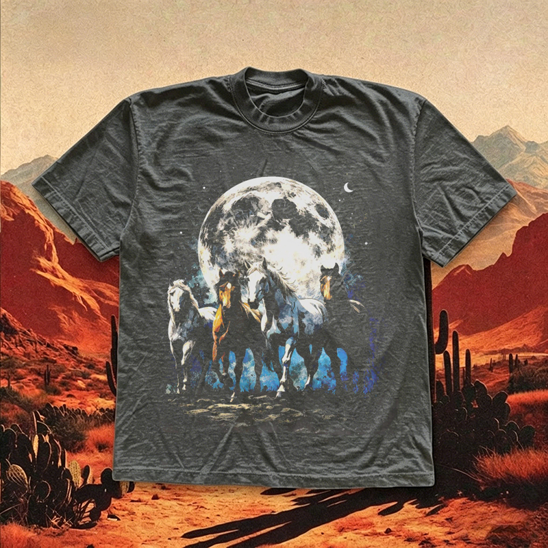 Vintage Western Horse Moon  T-shirt