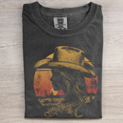 Cowgirl Silhouette Western Sunset T-shirt