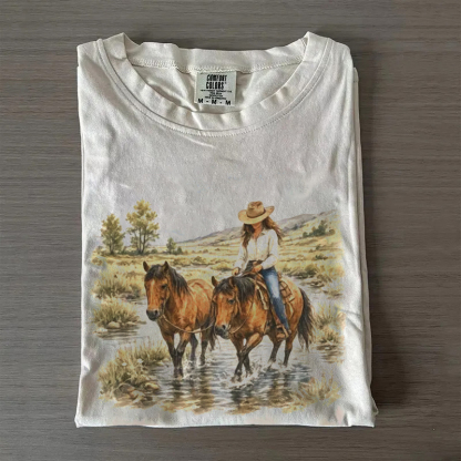 Retro Western Nature Cowgirl T-shirt