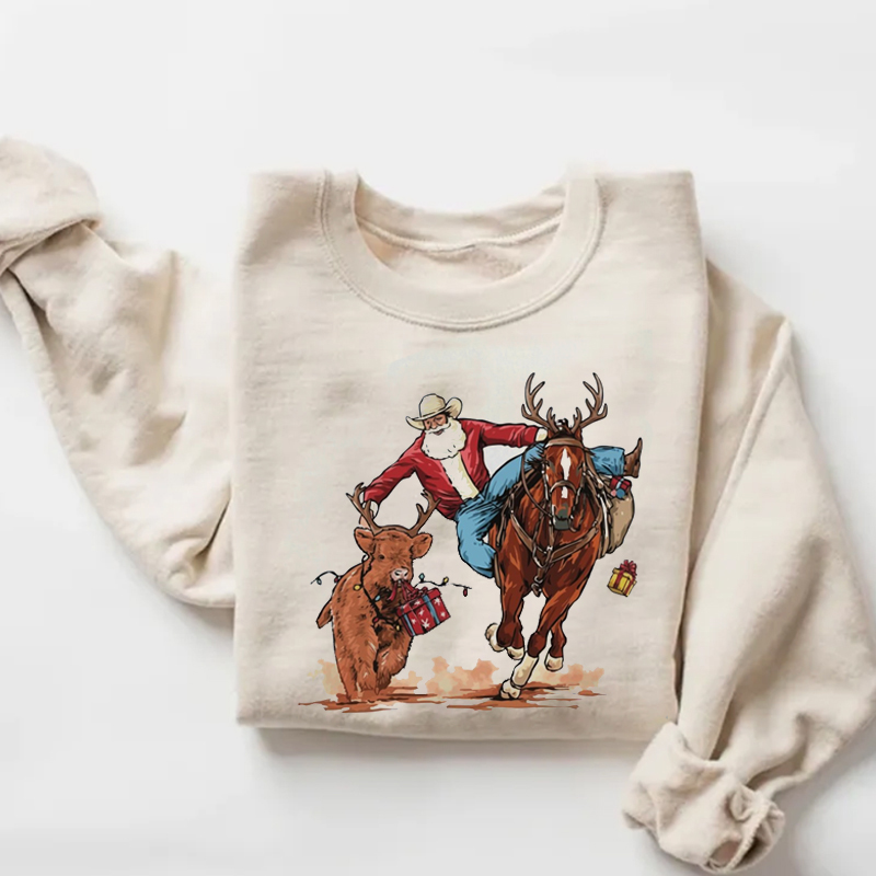 Western Cowboy Santa Christmas Sweatshirt