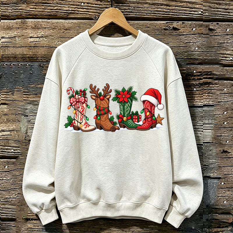 Western Christmas Cowgirl Boots Sweatshirt
