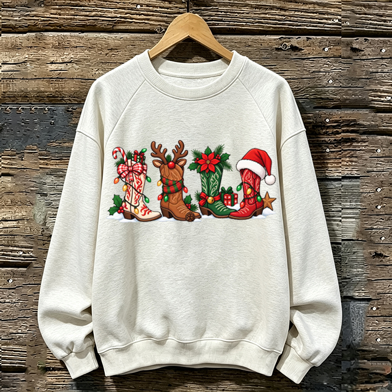 Western Christmas Cowgirl Boots Sweatshirt