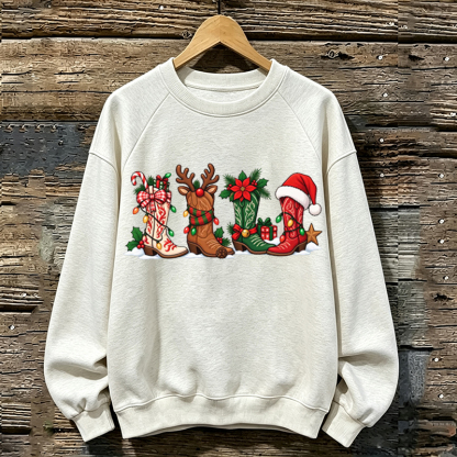 Western Christmas Cowgirl Boots Sweatshirt
