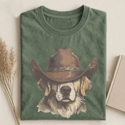 Western Golden Retriever Cowboy T-shirt