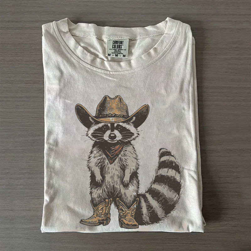 Western Cowboy Raccoon T-shirt