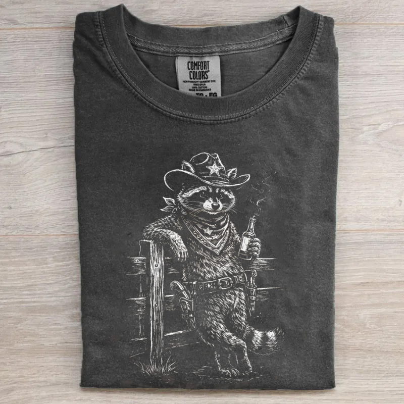 Vintage Western Cowboy Raccoon T-shirt