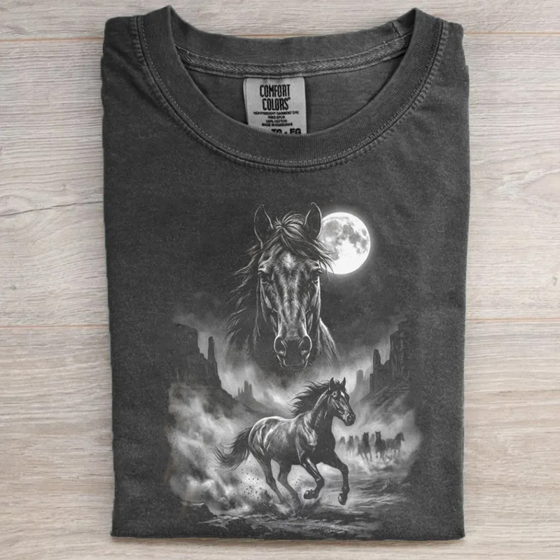 Western Moon Desert Wild Horses T-shirt