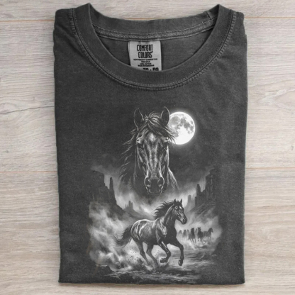 Western Moon Desert Wild Horses T-shirt