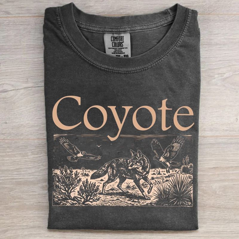 Coyote Wild Animal South West Cactus T-shirt