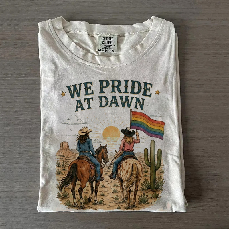 Vintage Western Cowgirl Rainbow Desert Pride T-shirt
