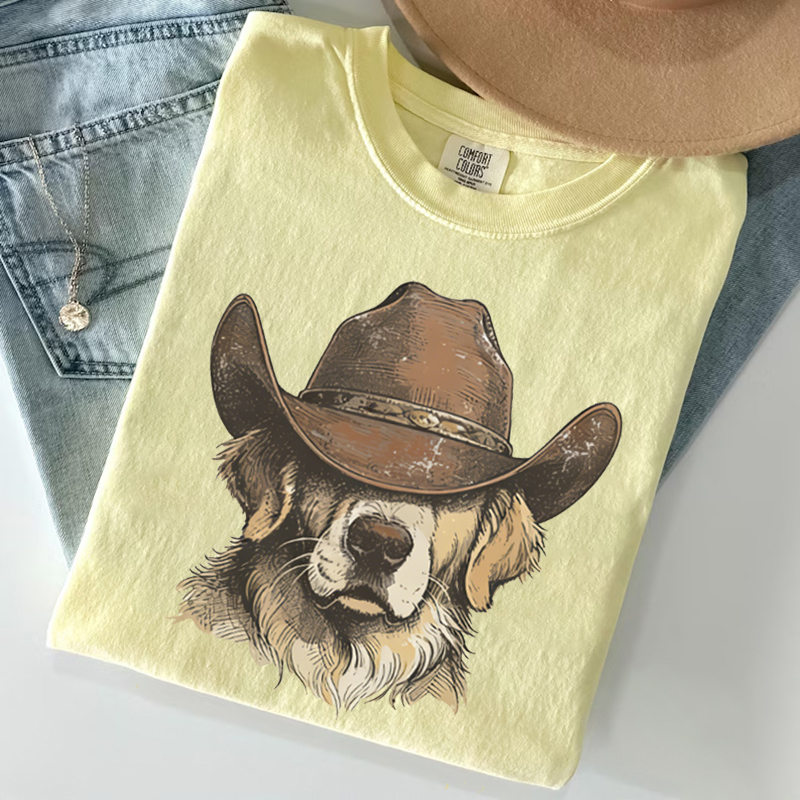 Western Golden Retriever Cowboy T-shirt