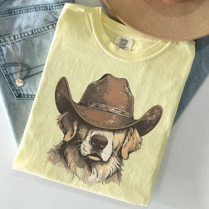 Western Golden Retriever Cowboy T-shirt