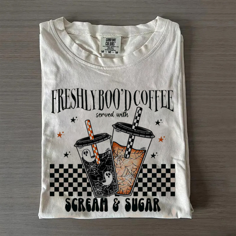 Halloween Retro Ghost Coffee T-shirt