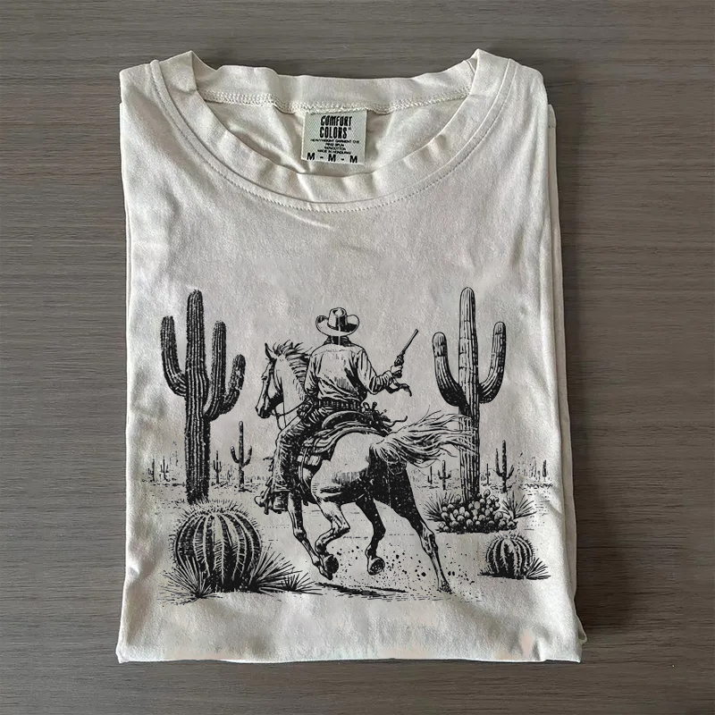 Cowboy with Gun in Desert T-shirt