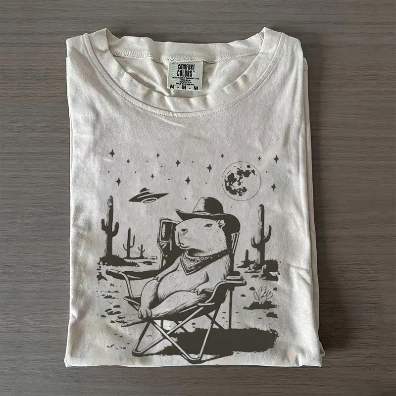 Vintage Capybara Cowboy UFO Western T-shirt