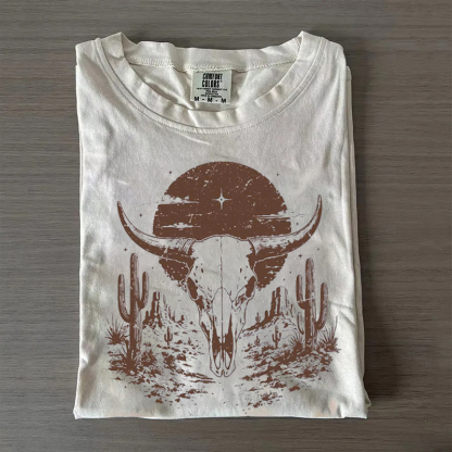Bull Skull Western Boho Desert Rodeo T-shirt