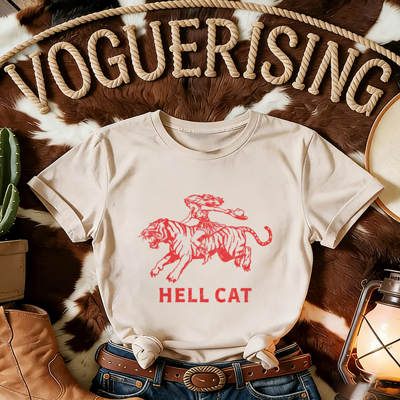 Vintage Cowgirl Hell Cat T-shirt