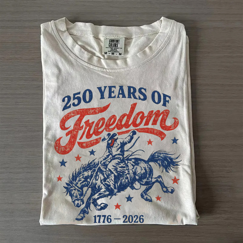 Retro 250 Years of Freedom Cowboy Horse T-shirt