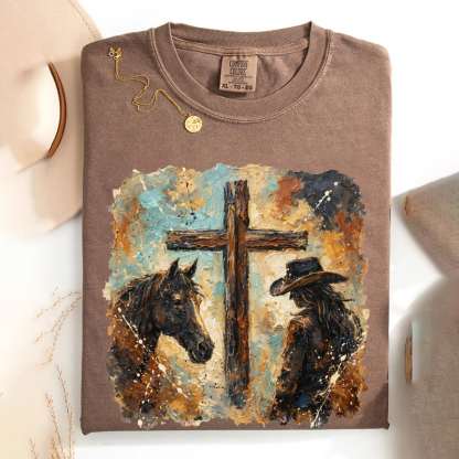Cowgirl Western Cross Easter T-shirt