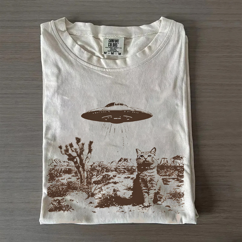 Western UFO Cowboy Cat T-shirt