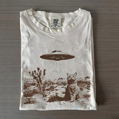 Western UFO Cowboy Cat T-shirt